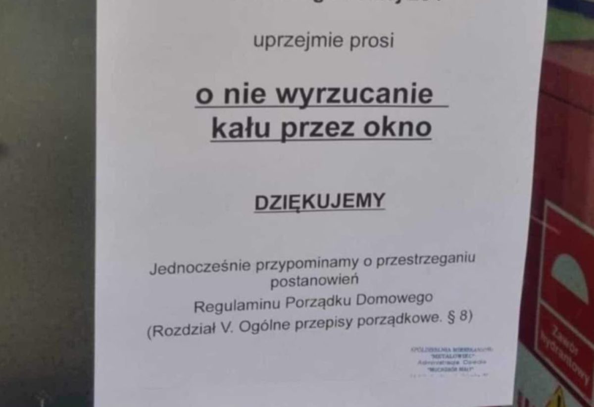 Poprosili lokatorów, żeby "nie wyrzucali kału przez okno"