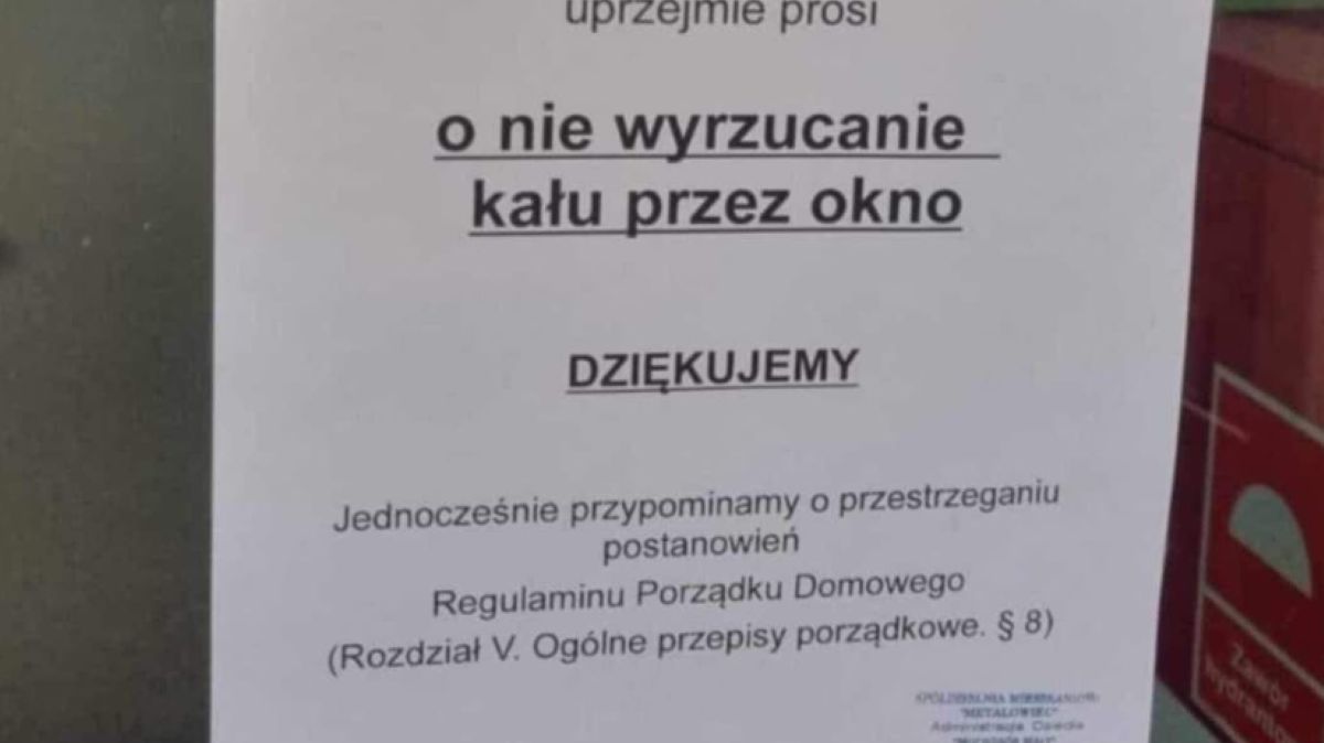 Poprosili lokatorów, żeby "nie wyrzucali kału przez okno"