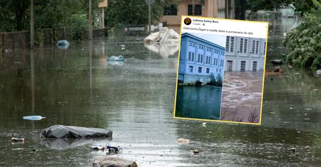 Elektrownia w Żaganiu kiedyś i dziś. Woda sięga okien