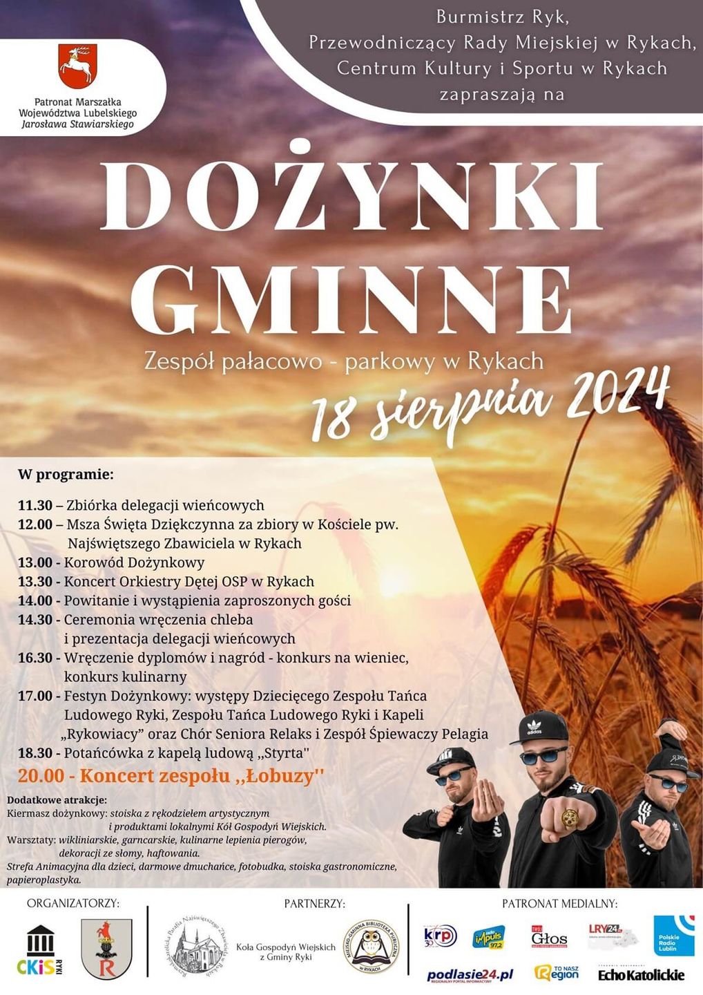 Dożynki w Rykach 2024 - plakat, program wydarzenia