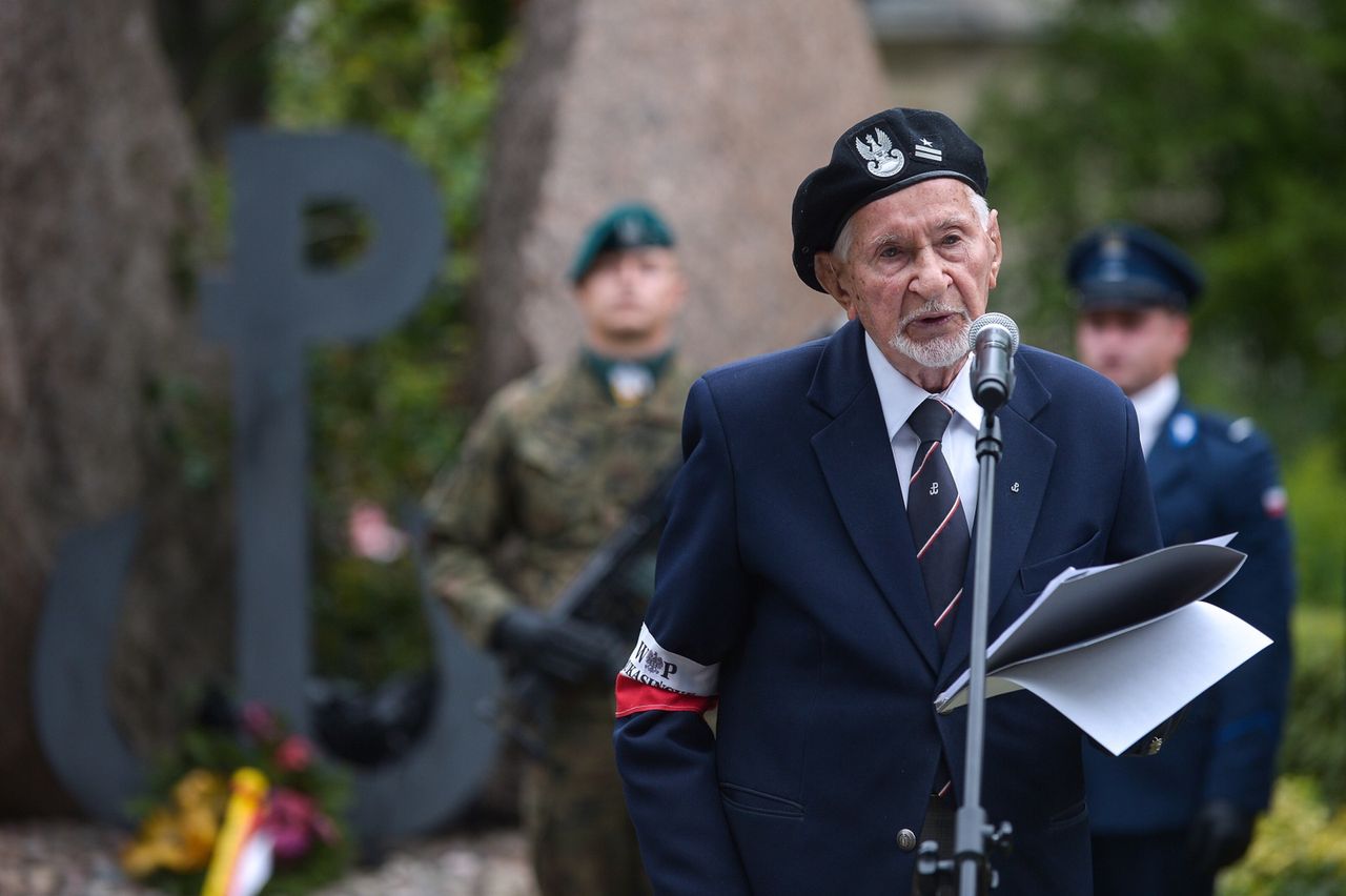 Leszek Żukowski ps. "Antek" podczas obchodów 79. rocznicy wybuchu Powstania Warszawskiego