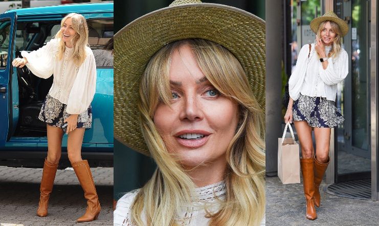 Długonoga Agnieszka Woźniak-Starak wychodzi z pracy w wybornym humorze 