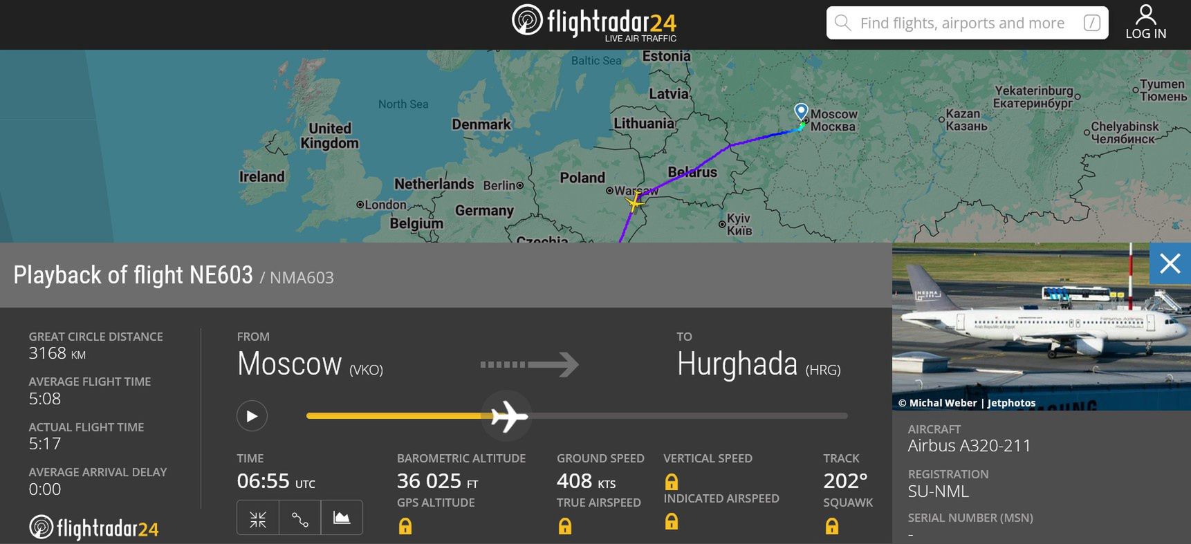 Lot z Moskwy do Hurghandy, 11 września