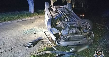Poważny wypadek pod Wałbrzychem. 24-latek może mówić o sporym szczęściu