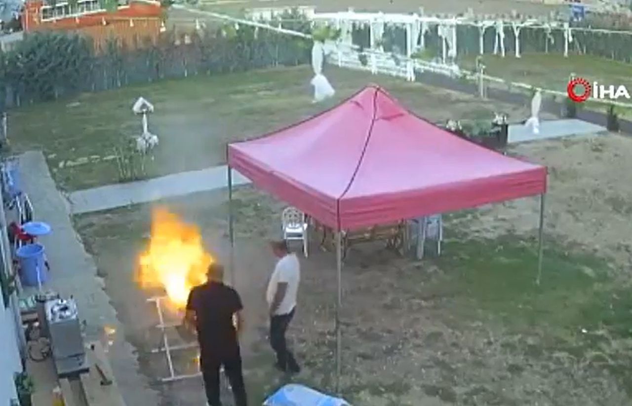 Tragedy in Turkey. This is how they were lighting the grill. The video is circulating online.