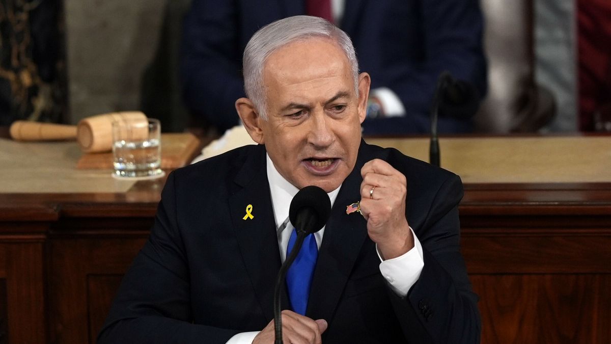 Benjamin Netanyahu przemawia w Kongresie USA
Israeli Prime Minister Benjamin Netanyahu speaks to a joint meeting of Congress at the Capitol in Washington, Wednesday, July 24, 2024. (AP Photo/Julia Nikhinson)
Julia Nikhinson