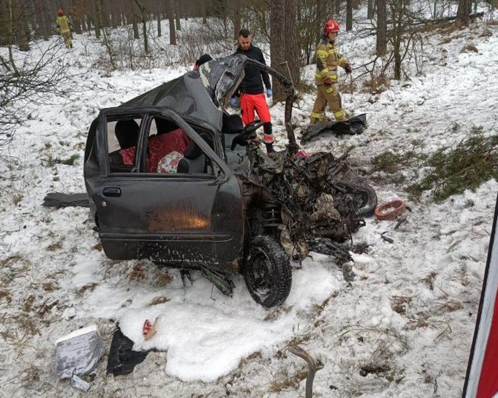 Zdjęcie z miejsca tragicznego wypadku na DK 91