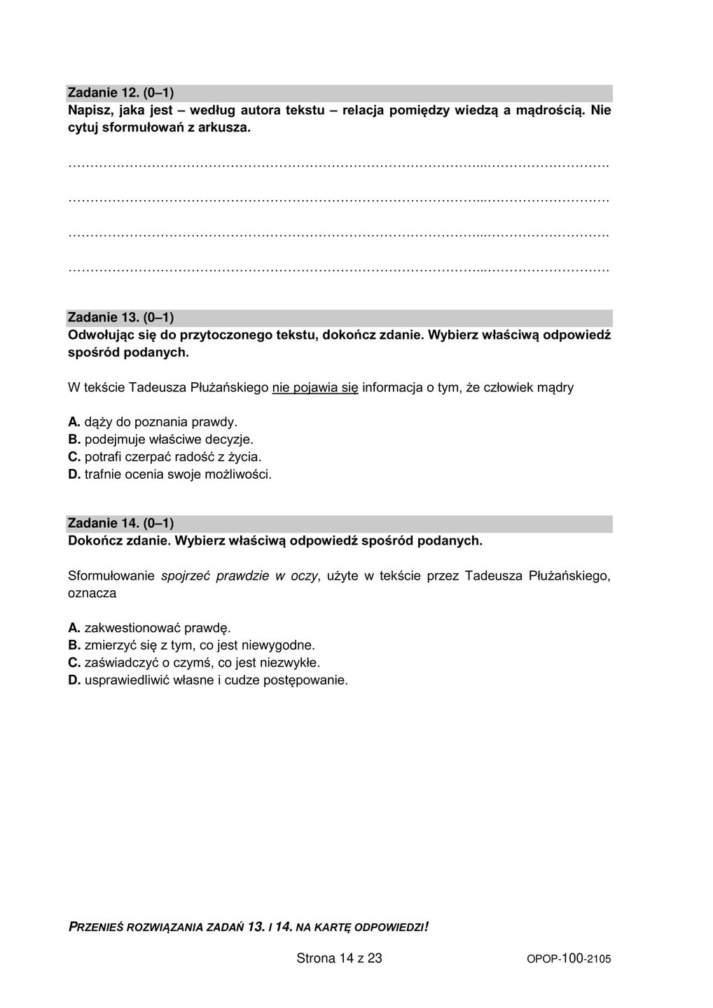 Egzamin ósmoklasisty 2021. Język Polski