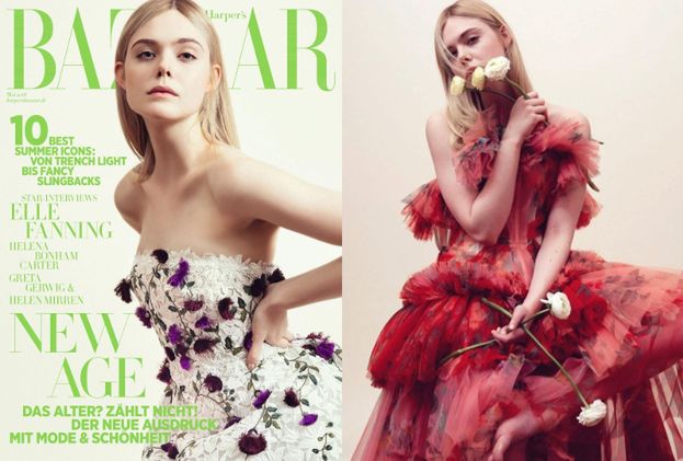 Elle Fanning wącha kwiatki w nowej sesji