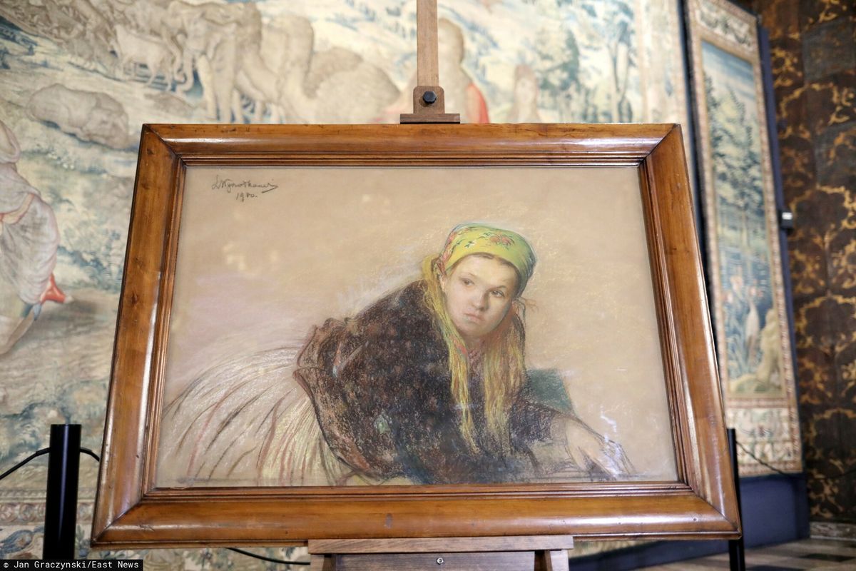 Przekazanie Zamkowi Królewskiemu na Wawelu pastelu Leona Wyczółkowskiego "Góralka" ("Wiejska dziewczyna w żółtej chuście").