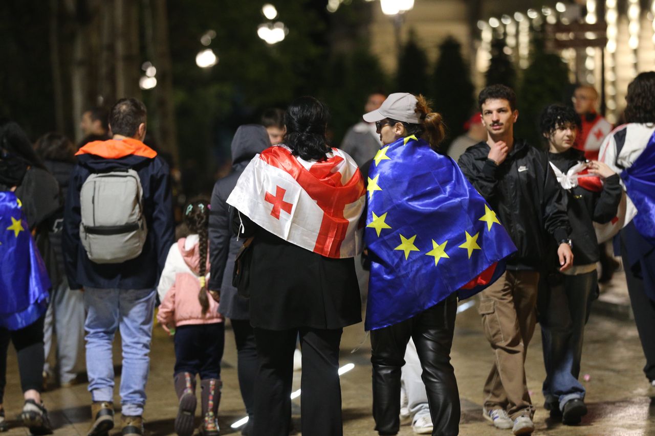 Protesters in Tbilisi against the "foreign agents" law