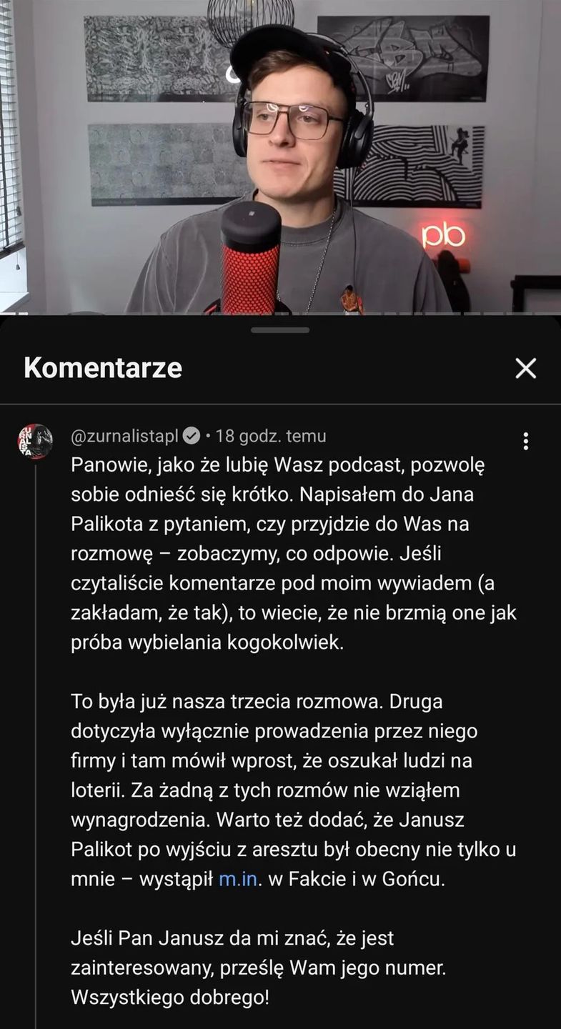 Janusz Palikot kupił wywiad u Żurnalisty? Podcaster komentuje