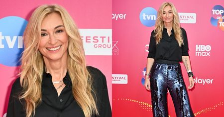 Martyna Wojciechowska i jej CEKINOWE DZWONY błyszczą na ściance festiwalu w Sopocie. Klasa? (ZDJĘCIA)