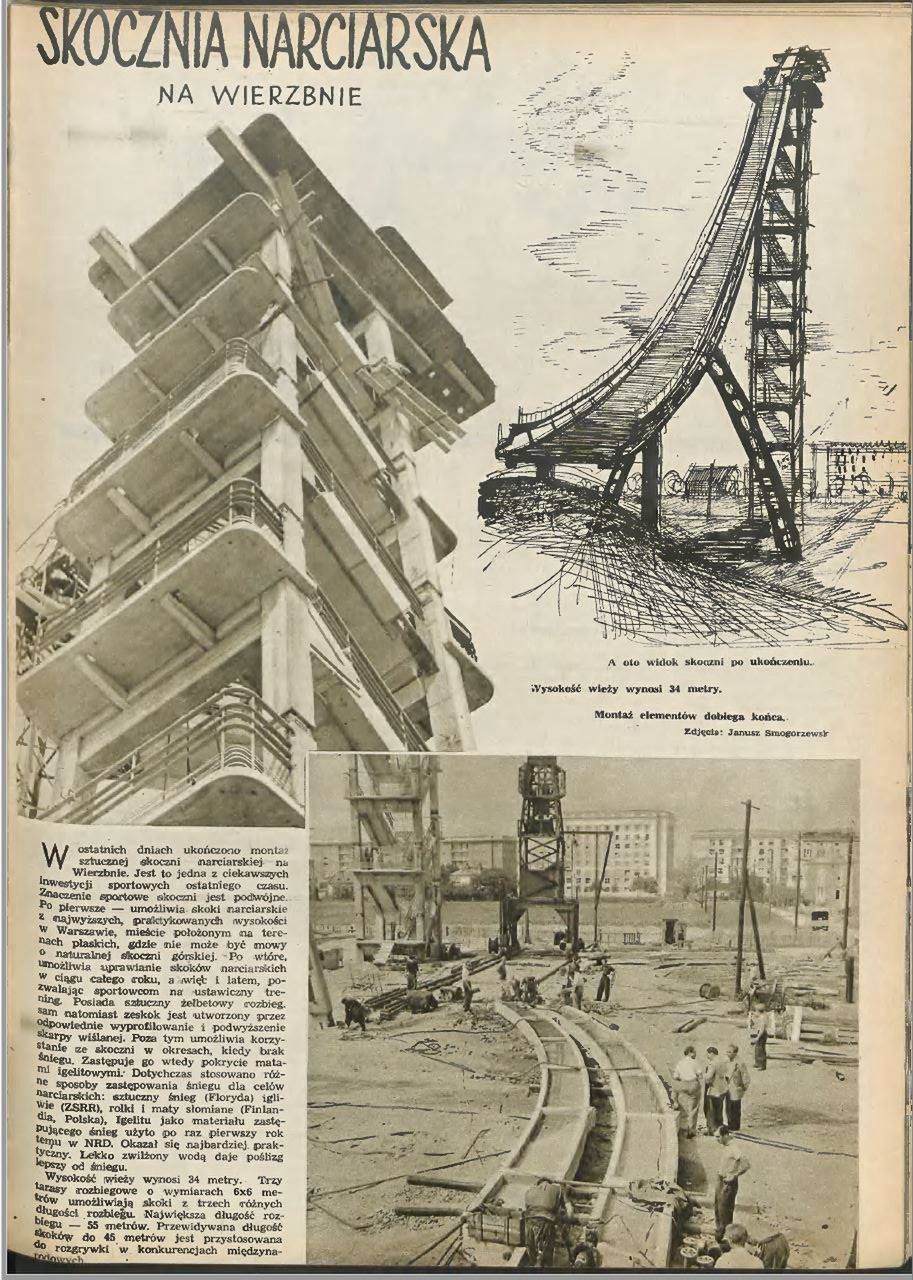 Warszawskie czasopismo doniosło z dumą o planach i pokazało zdjęcia z placu budowy . W rezultacie prace trwały do 1959 roku