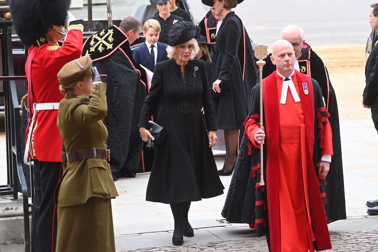 Królowa małżonka Camilla na pogrzebie królowej Elżbiety II