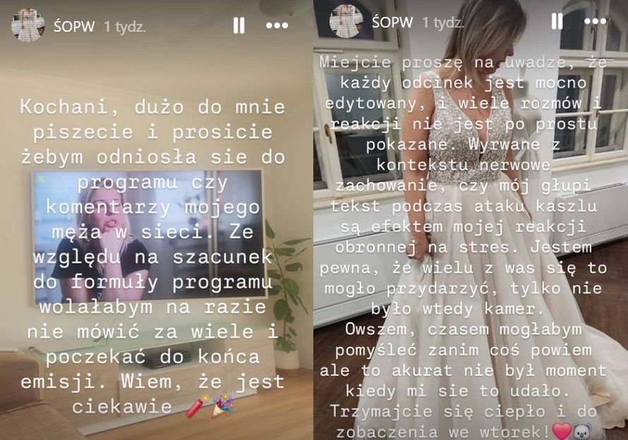 Wpis Agaty Miechowskiej na Instagramie