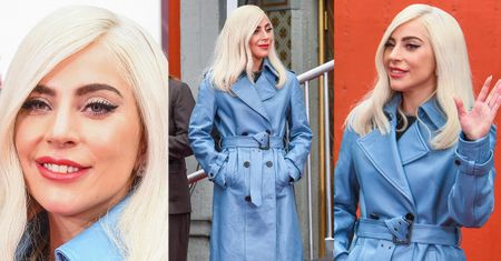 Skromna Lady Gaga w skórzanym trenczu za 8 tysięcy