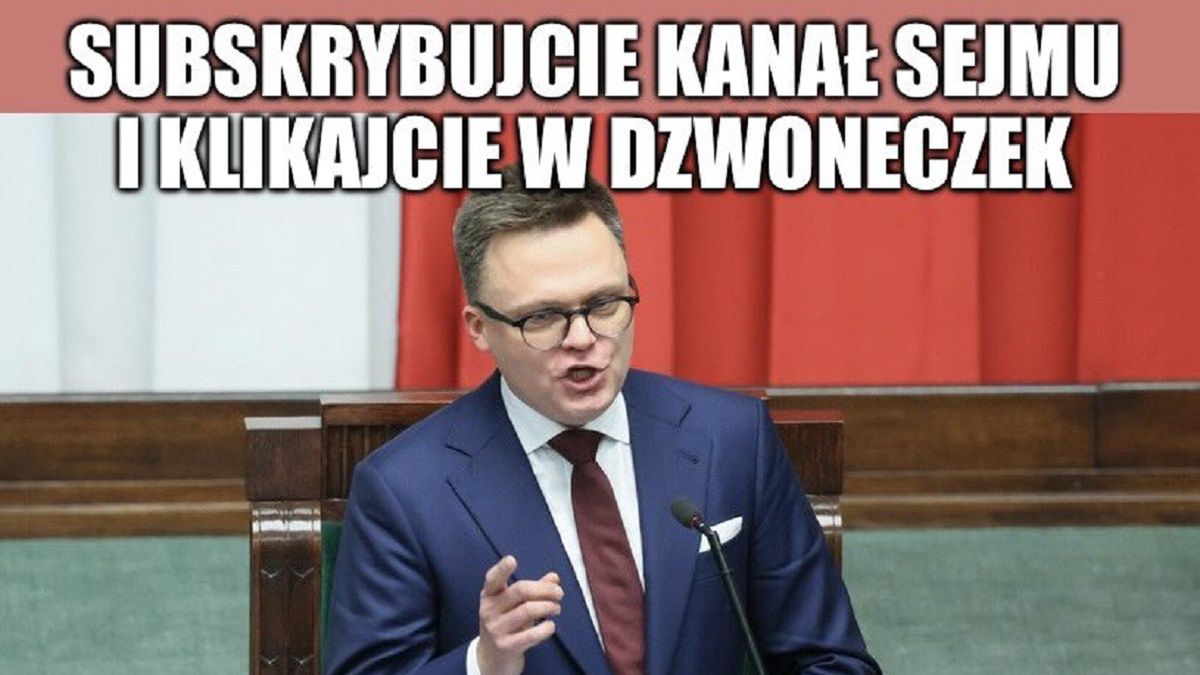 Debiutujący w roli marszałka Szymon Hołownia jest wdzięcznym tematem dla internautów