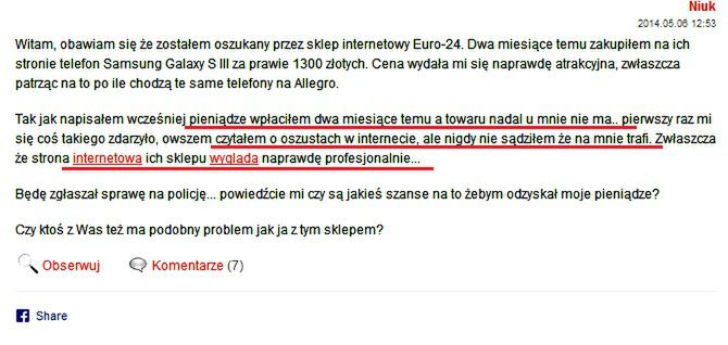 Uwaga na euro-24.com.pl. To sklep z elektroniką, który nie wysyła towaru 2