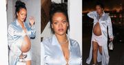 Rihanna wyłania się z restauracji w gustownej podomce i z DIAMENTAMI na szyi (ZDJĘCIA)