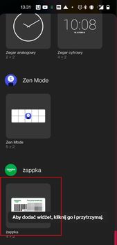 Żappka: na liście Widżetów odnajdujemy Żappka