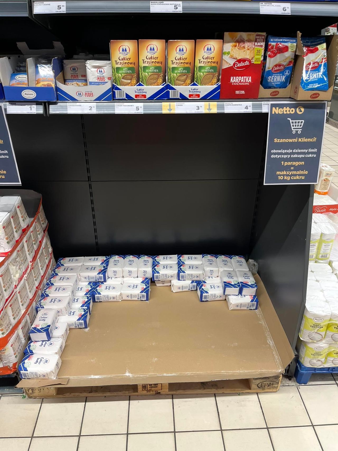 Stan cukru na środę wieczór w Netto na Mokotowie