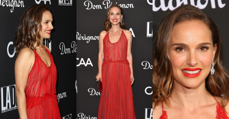 Dostojna Natalie Portman olśniewa uśmiechem w czerwonej sukience Diora