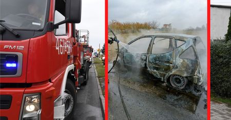 Z mercedesa zaczął wydobywać się dym. Samochód spłonął