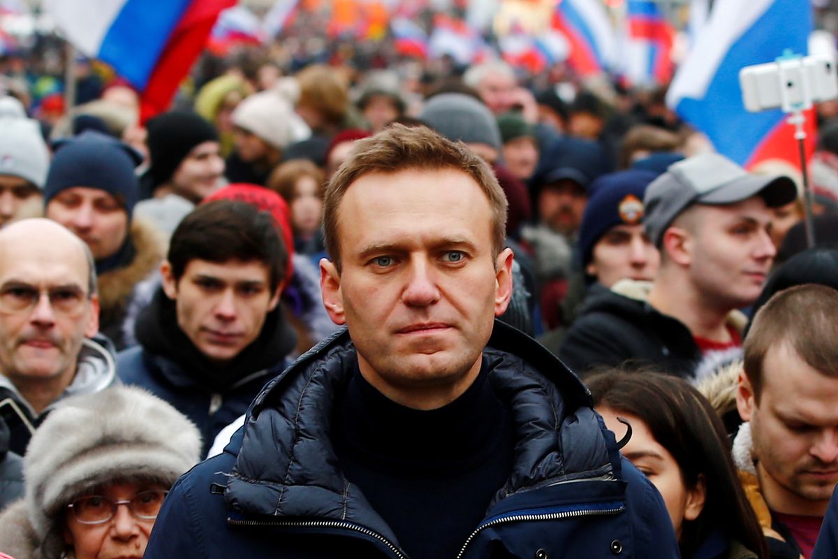 Aleksiej Nawalny na marszu pamięci Borysa Niemcowa w 2019 r. w Moskwie