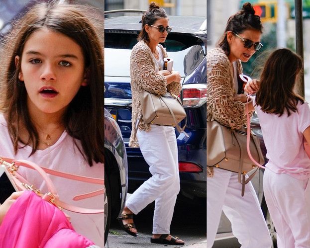 Zaspana Katie Holmes odbiera córkę od koleżanki