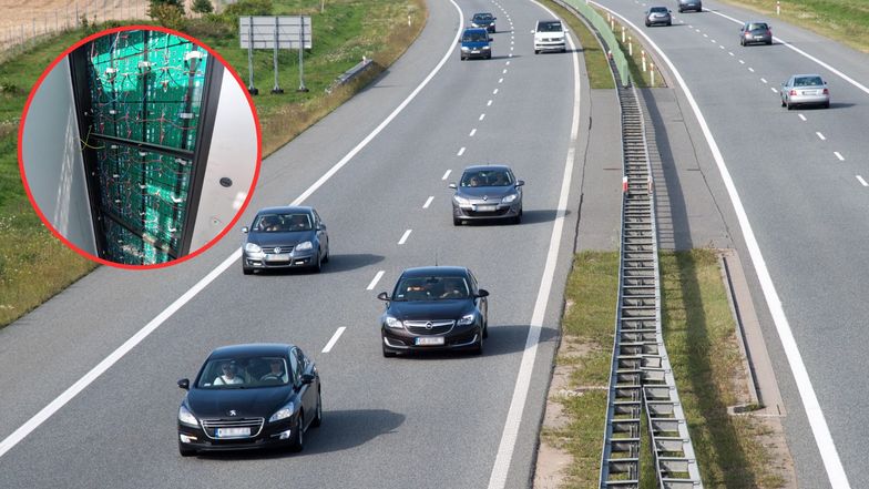 Powyrywane przewody z tablicy zmiennej treści na autostradzie A1
