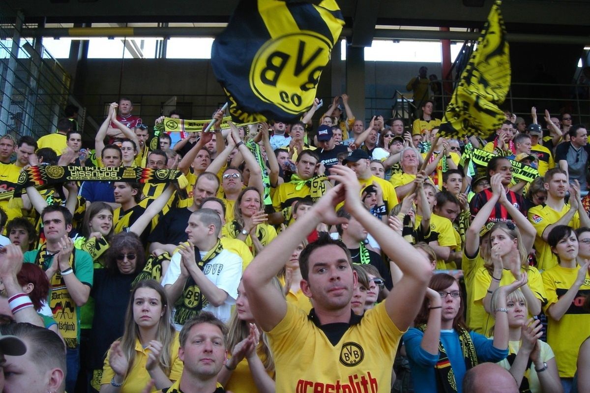 Fans of Borussia Dortmund during the match