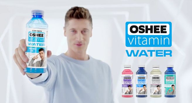 Robert Lewandowski w reklamach i na butelkach Oshee Vitamin Water (wideo)