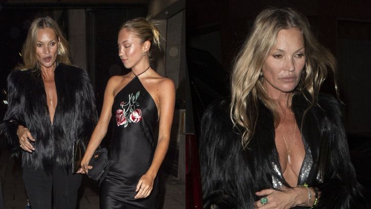 Wydekoltowana Kate Moss baluje z córką do białego rana