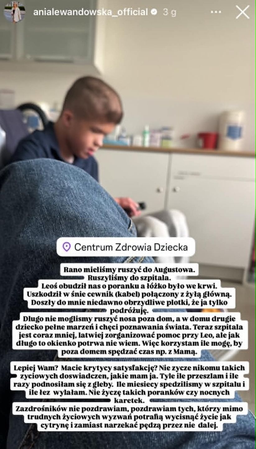 Wpis Anny Lewandowskiej na Instagramie