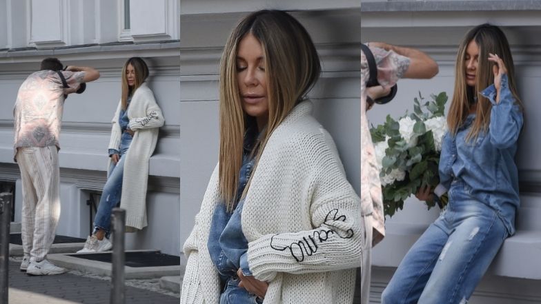 Małgorzata Rozenek na planie sesji zdjęciowej Mrs. Drama