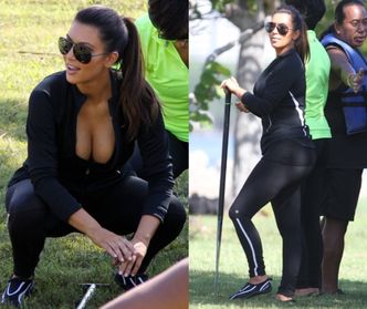 Piersi Kardashian na spływie kajakowym