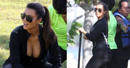 Piersi Kardashian na spływie kajakowym