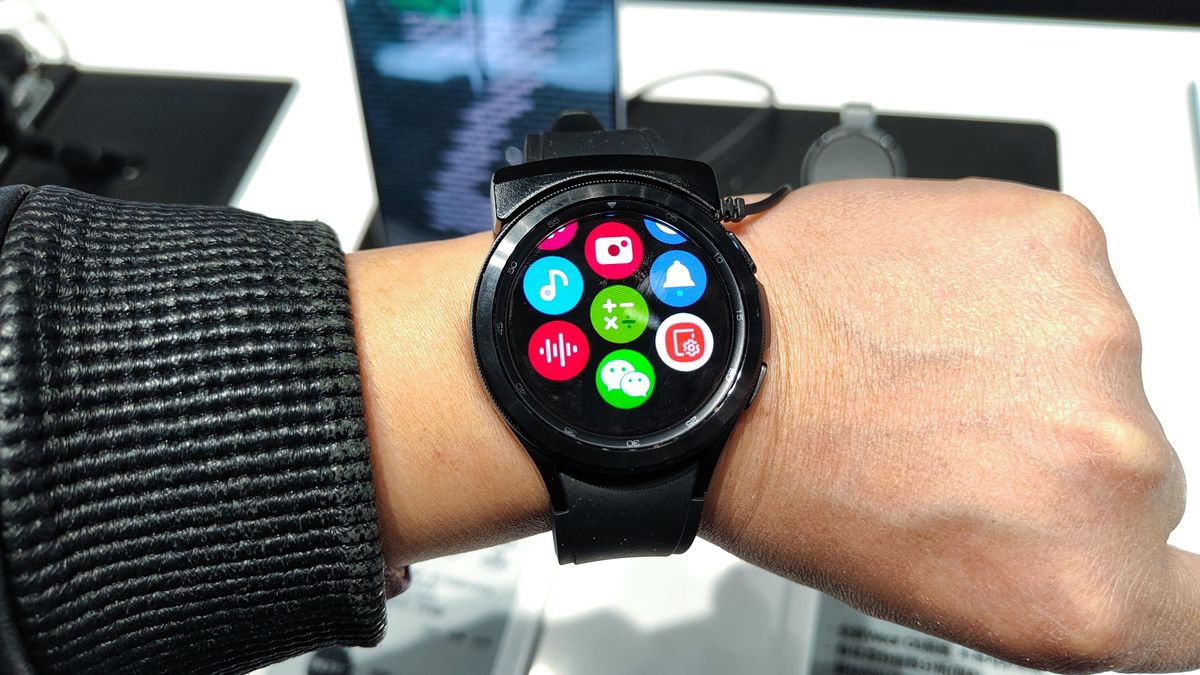 SHANGHAI, CHINA - FEBRUARY 28, 2022 - A customer experiences the Galaxy Watch 4 at Samsung's flagship store in Shanghai, China, February 28, 2022. (Photo credit should read Costfoto/Future Publishing via Getty Images)