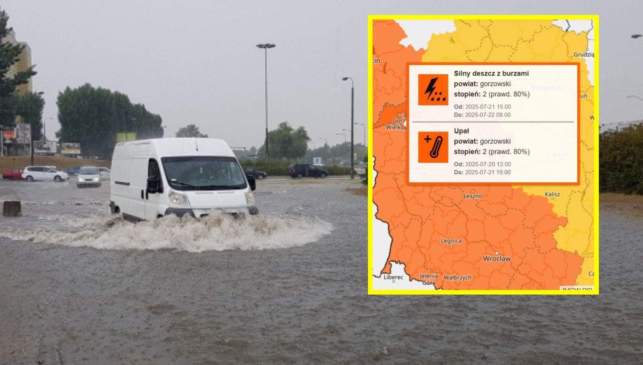Burze i ulewny deszcz w Gorzowie. Wydano alert drugiego stopnia