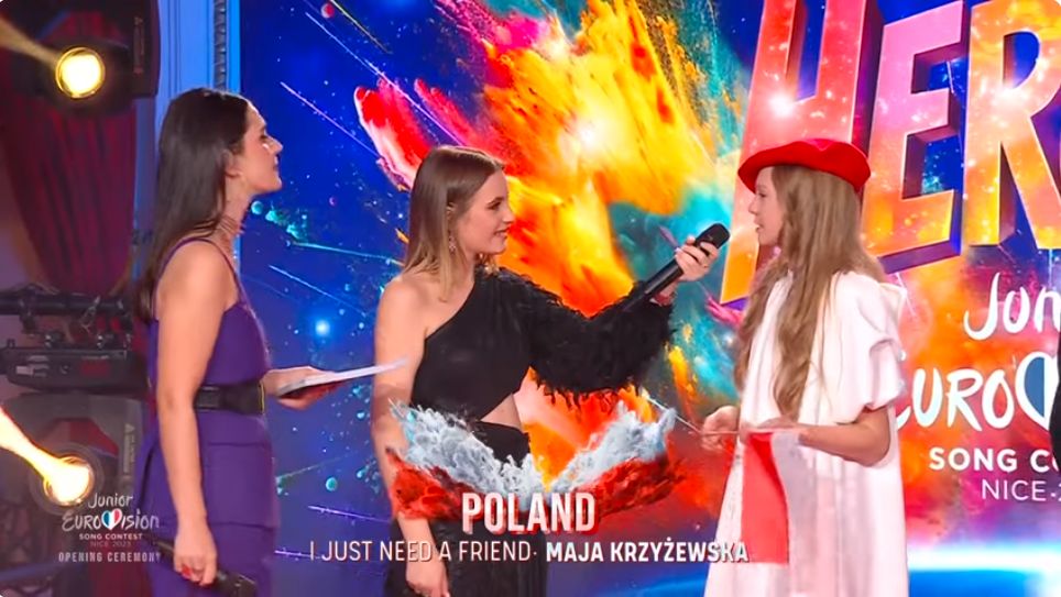 Maja Krzyżewska na otwarciu Eurowizji Junior. Prowadzące zaliczyły wpadkę