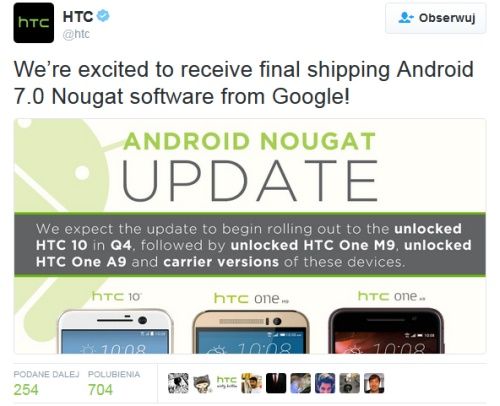 Android 7.0 Nougat HTC
