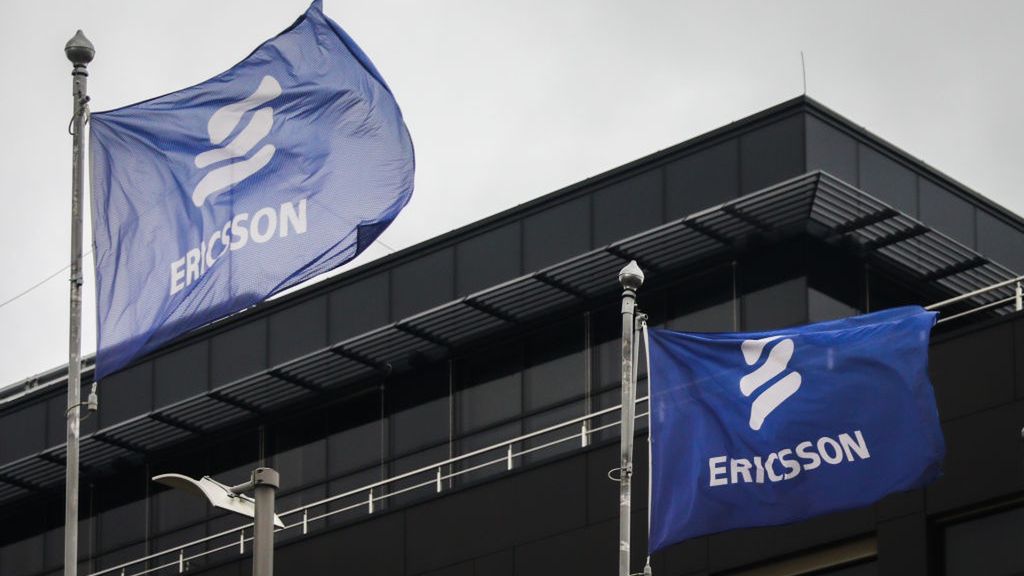 Big Companies Business Operations Centers In KrakowFlags in front of Ericsson Research and Development Center in Krakow, Poland on February 22, 2022. (Photo by Beata Zawrzel/NurPhoto via Getty Images)NurPhotopolish, cracow, european, company, operations center, headquarter, emblem, outsorcing, complex, corporation, building, international, telecommunication, corporate, development center, ericsson research, flags, front, photo