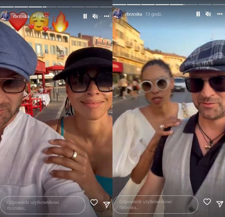 Majdany i Omenaa Mensah z Rafałem Brzoską w Saint-Tropez