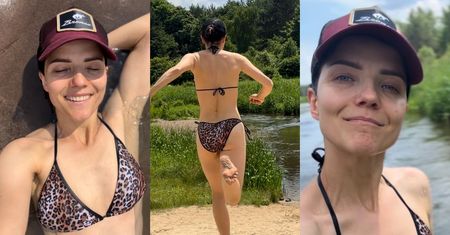Ubrana w panterkowe bikini Joanna Jabłczyńska dokumentuje relaks nad rzeką. "Mieszkam w najpiękniejszym miejscu na ziemi" (ZDJĘCIA)