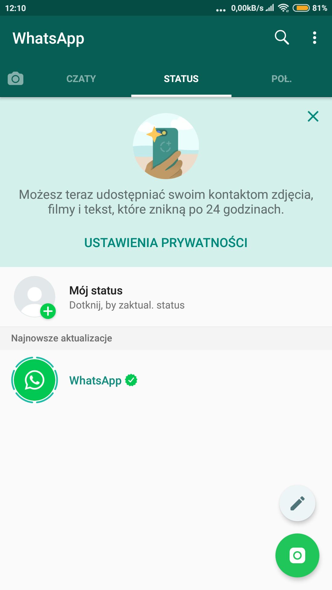 WhatsApp, karta „Status” – to tu w przyszłości będą wyświetlane reklamy