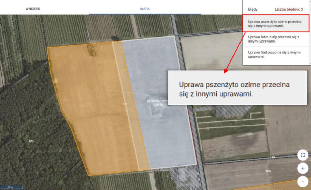 W aplikacji eWniosekPlus należy sprawdzić kolory oraz komunikaty o błędach do poprawy.