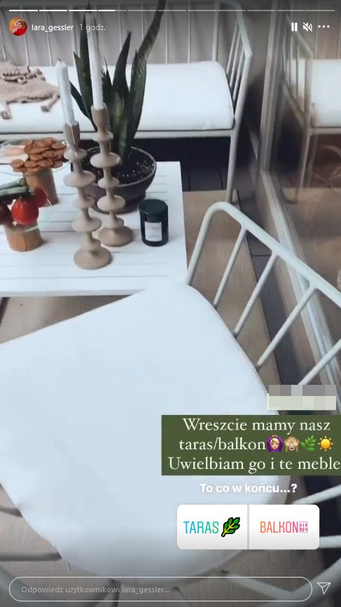 Lara Gessler pokazuje nowo urządzony taras