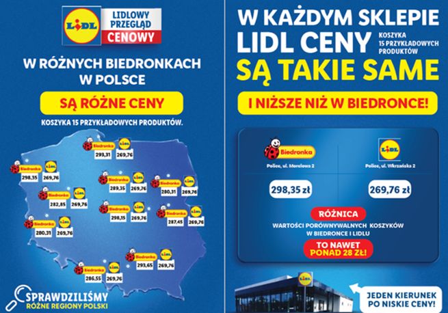 Lidl znów porównuje się w kampanii reklamowej do Biedronki