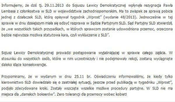 Bokser poza SLD - Paweł Lembas zrezygnował